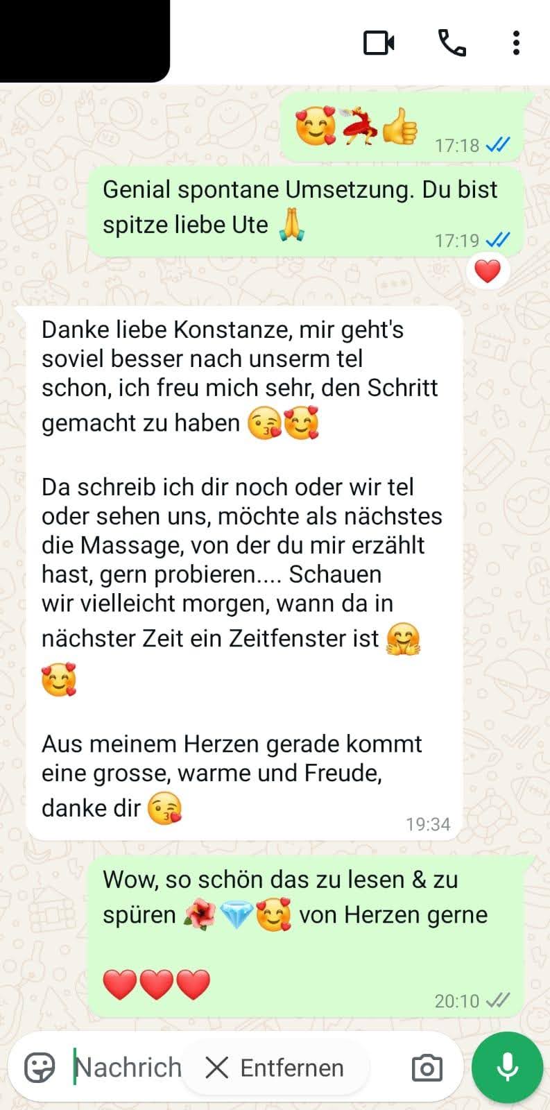 Konst. 3 Auf dem Bild sieht man ein Dankes Testimonial von einer ehemaligen Kundin von Konstanze Baur.